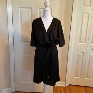 Ladies White House Black Market black Kimono wrap dress